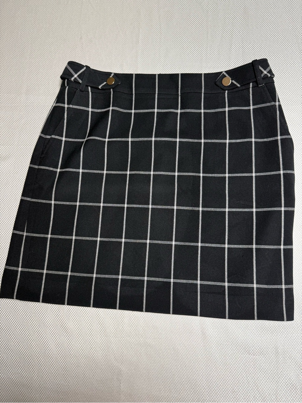 LOFT Black Mini Skirt with White Windowpane